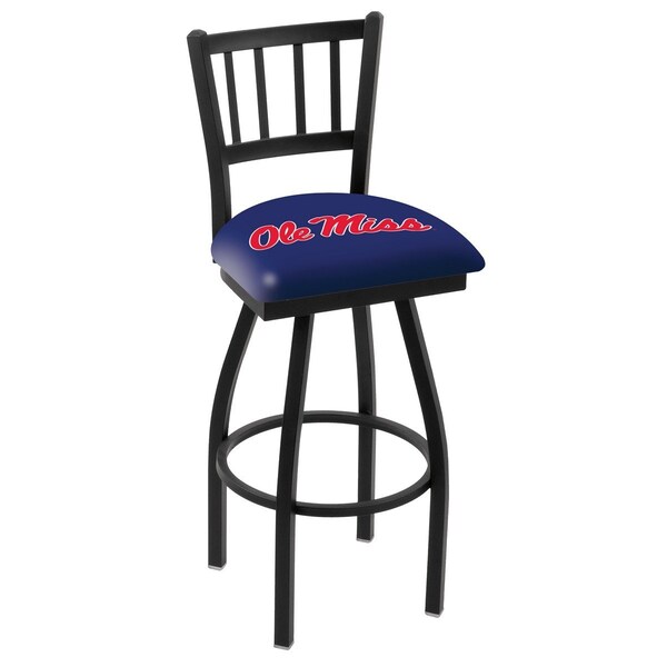 Holland Bar Stool Co 25" Blk Wrinkle Ole' Miss Swivel Bar Stool, Jailhouse Back - L01825MSSPPU