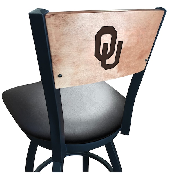 Holland Bar Stool Co 30" Blk Wrinkle Oklahoma Swivel Bar Stool, Laser Engraved Back - L03830BWMEDMPLAOKLHMABLKVINYL