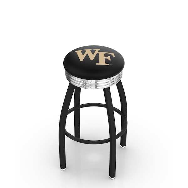 Holland Bar Stool Co 25" Blk Wrinkle Wake Forest Swivel Bar Stool, Chrome Ring - L8B3C25WAKEFR