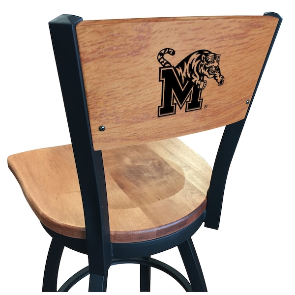 Holland Bar Stool Co 25" Blk Wrinkle Memphis Swivel Bar Stool, Laser Engraved Back - L03825BWMEDMPLAMEMPHSMEDMPL