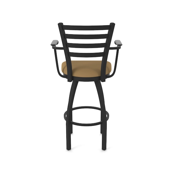 Holland Bar Stool Co Jackie with Arms 36 in. Swivel Bar Stool with Black Wrinkle Finish and Canter Saddle Seat - 415