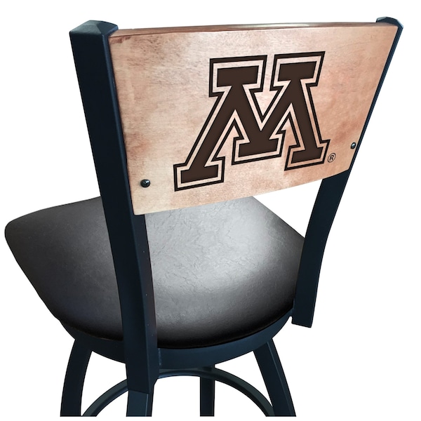 Holland Bar Stool Co 30" Blk Wrinkle Minnesota Swivel Bar Stool, Laser Engraved Back - L03830BWMEDMPLAMINNUNBLKVINYL