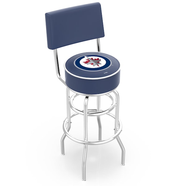 Holland Bar Stool Co 25" Chrome 2-Ring Winnipeg Jets Swivel Bar Stool, Back - L7C425WINJET