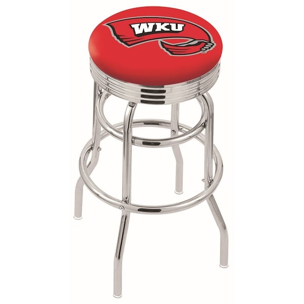 Holland Bar Stool Co 25" Chrome 2-Ring Western Kentucky Swivel Bar Stool, Accent Ring - L7C3C25WESTKY