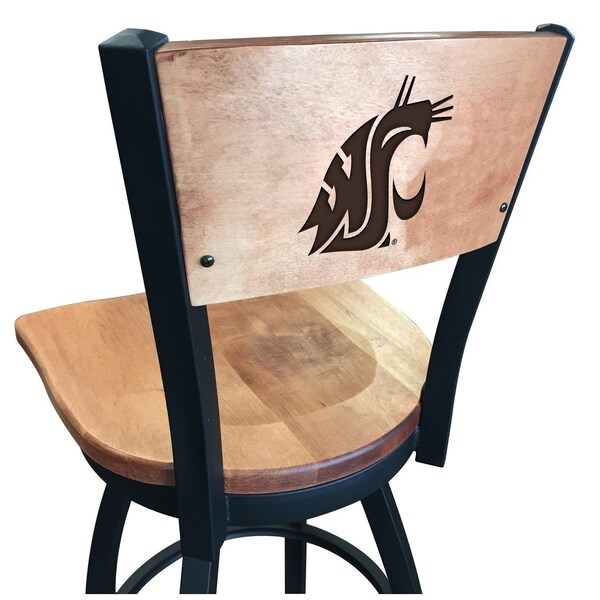 Holland Bar Stool Co 25" Blk Wrinkle Washington State Swivel Bar Stool, Laser Engraved Back - L03825BWMEDMPLAWASHSTMEDMPL