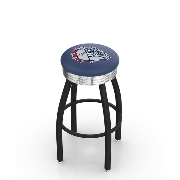 Holland Bar Stool Co 25" Blk Wrinkle Gonzaga Swivel Bar Stool, Chrome Ring - L8B3C25GONZGA