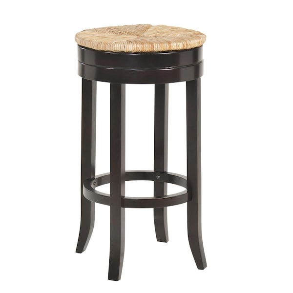 Carolina Chair & Table 30 in. Irving Swivel Rush Seat Bar Stool Espresso - 1930R-ESP