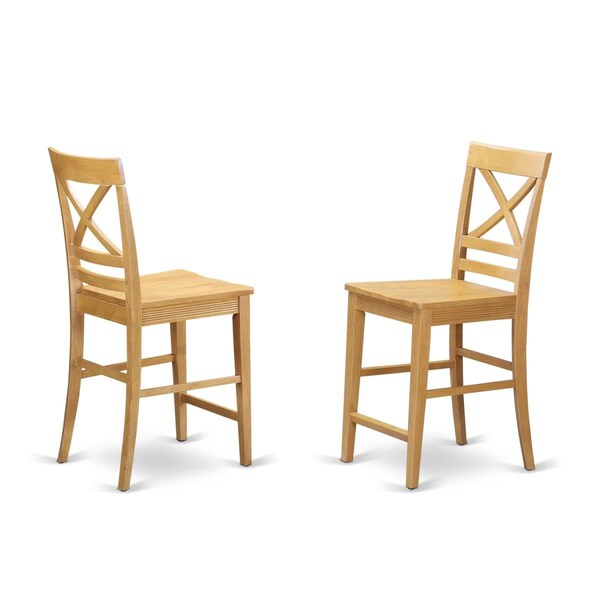 East West Furniture Quincy Counter Height Stools with X-Back in Oak Finish, 2PK - QUS-OAK-W