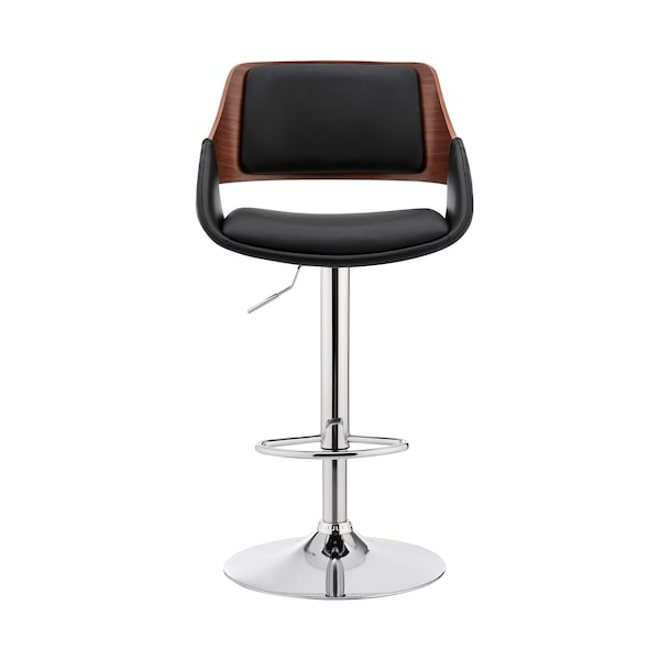 Armen Living Colby Adjustable Black Faux Leather and Chrome Finish Bar Stool - LCCYBAWABL