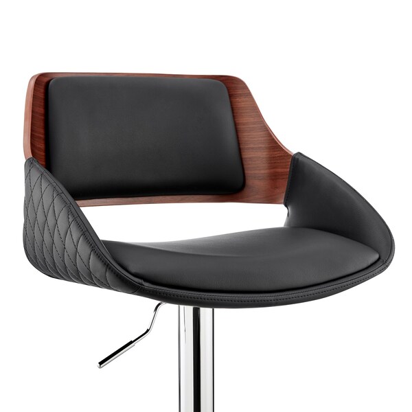 Armen Living Colby Adjustable Black Faux Leather and Chrome Finish Bar Stool - LCCYBAWABL