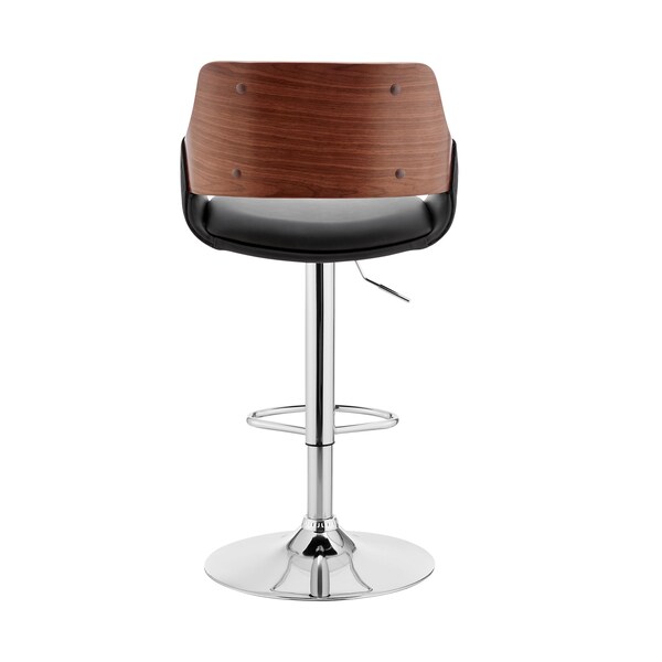 Armen Living Colby Adjustable Black Faux Leather and Chrome Finish Bar Stool - LCCYBAWABL