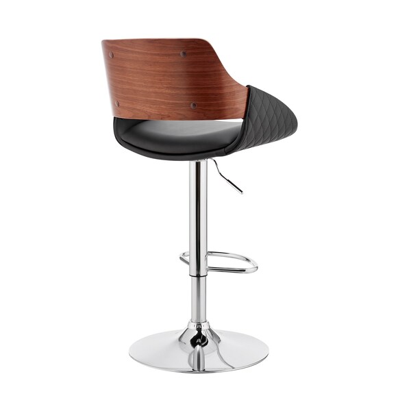 Armen Living Colby Adjustable Black Faux Leather and Chrome Finish Bar Stool - LCCYBAWABL