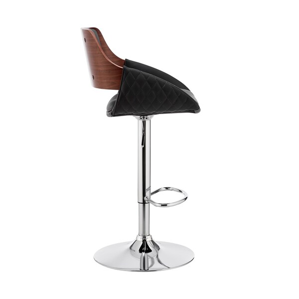 Armen Living Colby Adjustable Black Faux Leather and Chrome Finish Bar Stool - LCCYBAWABL