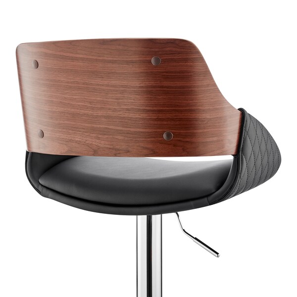 Armen Living Colby Adjustable Black Faux Leather and Chrome Finish Bar Stool - LCCYBAWABL