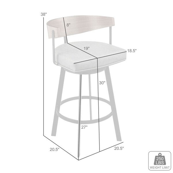 Armen Living Lacey 30in Swivel Bar Stool in Black Iron with Walnut Finish and Vintage Black Faux Leather - LCLABABLKWA30