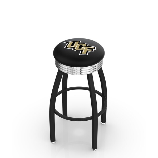 Holland Bar Stool Co 25" Blk Wrinkle Central Florida Swivel Bar Stool, Chrome Ring - L8B3C25CENFLA