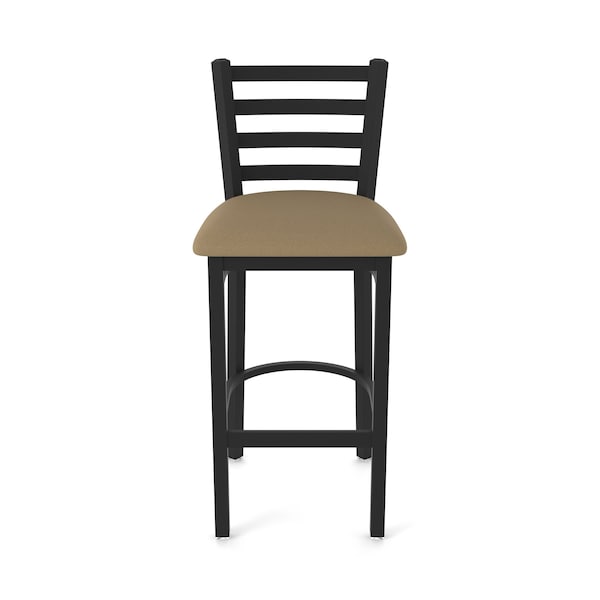 Holland Bar Stool Co 30" Stationary Bar Stool, Black Wrinkle, Rein Thatch Seat - 40030BW026