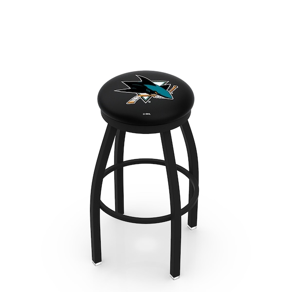 Holland Bar Stool Co 30" Blk Wrinkle San Jose Sharks Swivel Bar Stool, Accent Ring - L8B2B30SJSHAR