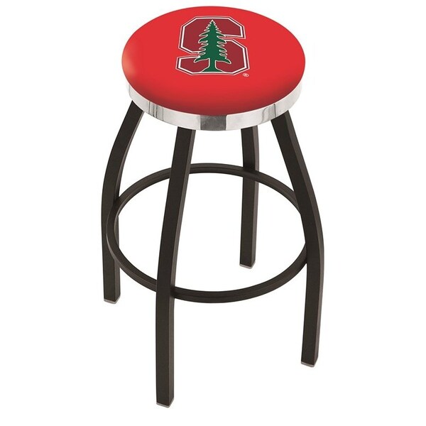 Holland Bar Stool Co 30" Blk Wrinkle Stanford Swivel Bar Stool, Chrome Ring - L8B2C30STNFRD