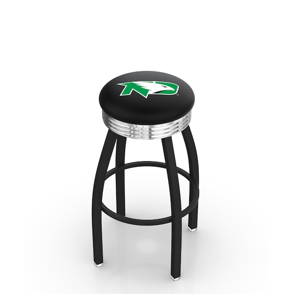 Holland Bar Stool Co 25" Blk Wrinkle North Dakota Swivel Bar Stool, Chrome Ring - L8B3C25NORDAK