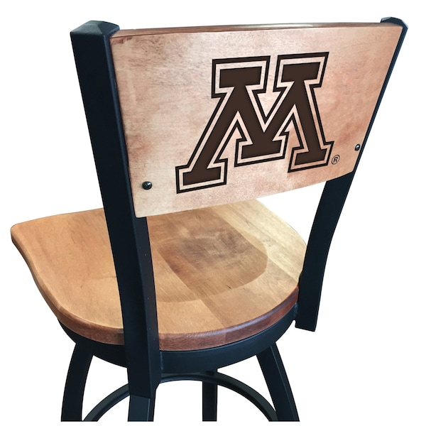 Holland Bar Stool Co 30" Blk Wrinkle Minnesota Swivel Bar Stool, Laser Engraved Back - L03830BWMEDMPLAMINNUNMEDMPL