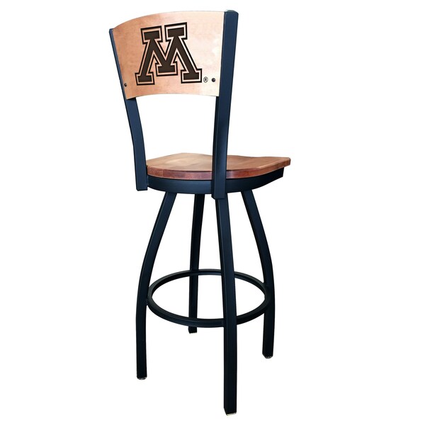 Holland Bar Stool Co 30" Blk Wrinkle Minnesota Swivel Bar Stool, Laser Engraved Back - L03830BWMEDMPLAMINNUNMEDMPL