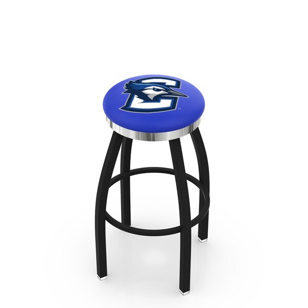 Holland Bar Stool Co 25" Blk Wrinkle Creighton Swivel Bar Stool, Chrome Ring - L8B2C25CRGHTN