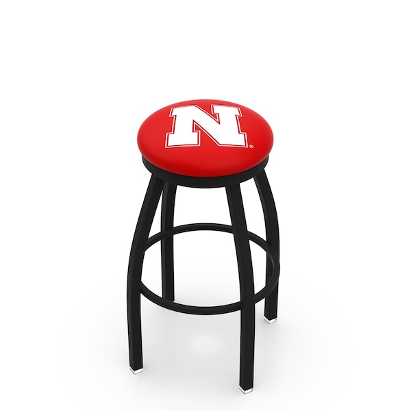 Holland Bar Stool Co 30" Blk Wrinkle Nebraska Swivel Bar Stool, Accent Ring - L8B2B30NEBRUN
