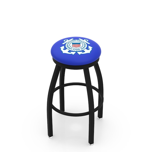 Holland Bar Stool Co 25" Blk Wrinkle U.S. Coast Guard Swivel Bar Stool, Accent Ring - L8B2B25CSTGRD
