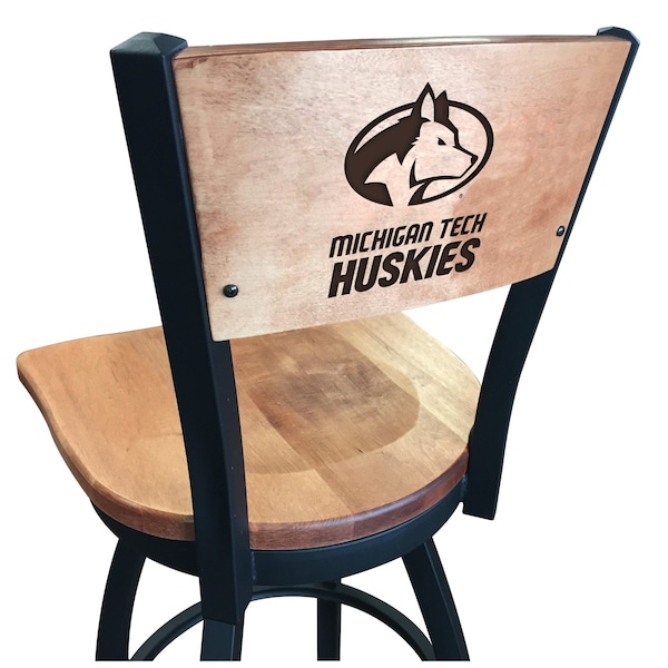 Holland Bar Stool Co 30" Blk Wrinkle Michigan Tech Swivel Bar Stool, Laser Engraved Back - L03830BWMEDMPLAMITECHMEDMPL