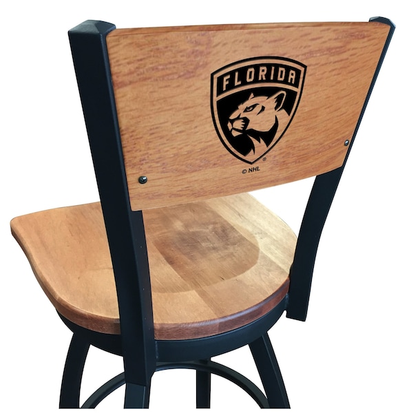 Holland Bar Stool Co 25" Blk Wrinkle Florida Panthers Swivel Bar Stool, Laser Engraved Back - L03825BWMEDMPLAFLAPANMEDMPL