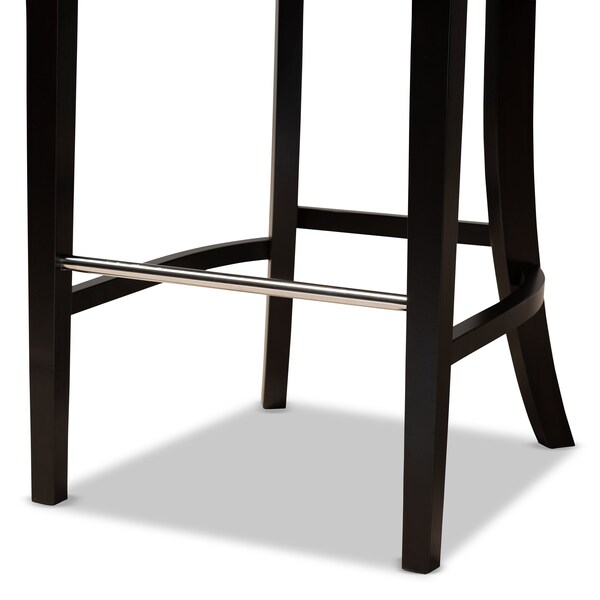Baxton Studio Chloe Modern and Contemporary Dark Grey Velvet and Dark Brown Finished Wood 2-Piece Bar Stool Set - 181-11007-ZORO