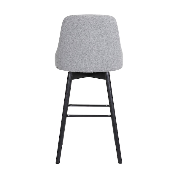 Armen Living Sicily 30" Swivel Black Wood Bar Stool in Light Gray Fabric - LCSIBABLKGRYF30