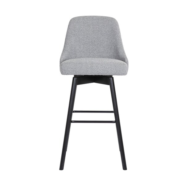 Armen Living Sicily 30" Swivel Black Wood Bar Stool in Light Gray Fabric - LCSIBABLKGRYF30