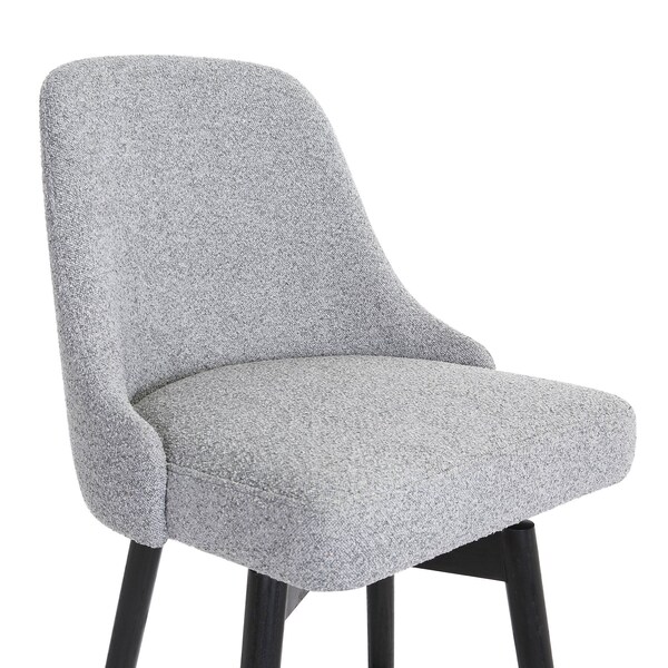 Armen Living Sicily 30" Swivel Black Wood Bar Stool in Light Gray Fabric - LCSIBABLKGRYF30