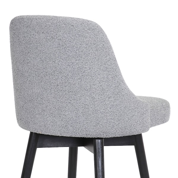 Armen Living Sicily 30" Swivel Black Wood Bar Stool in Light Gray Fabric - LCSIBABLKGRYF30