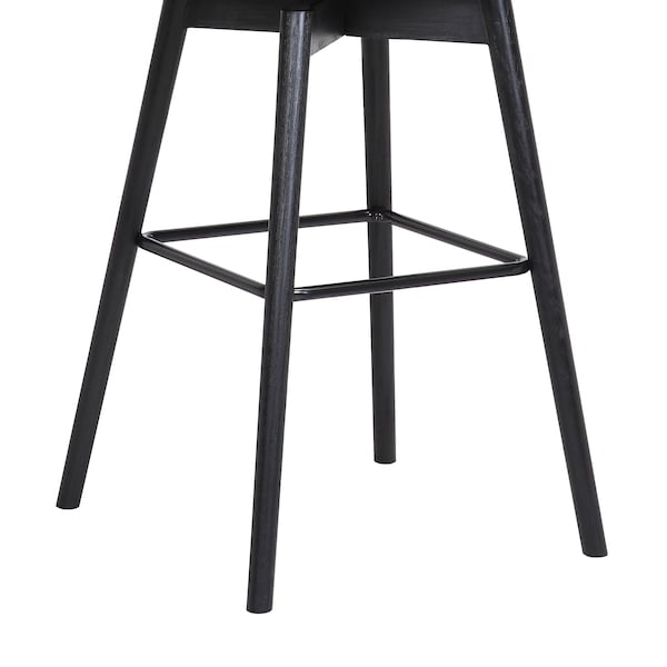 Armen Living Sicily 30" Swivel Black Wood Bar Stool in Light Gray Fabric - LCSIBABLKGRYF30