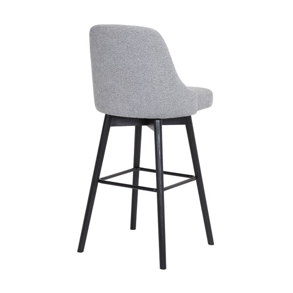 Armen Living Sicily 30" Swivel Black Wood Bar Stool in Light Gray Fabric - LCSIBABLKGRYF30