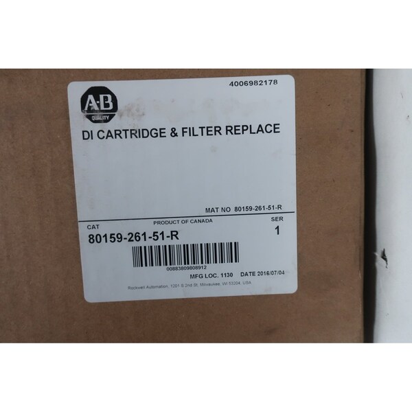 Allen Bradley Di Cartridge And Filter Replacement 1In Water Filter Assembly - 80159-261-51-R