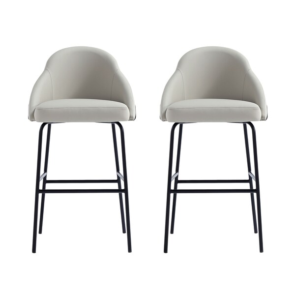 Manhattan Comfort Gracie Barstool in Stone and Black - Set of 2 - 2-BS022-BST