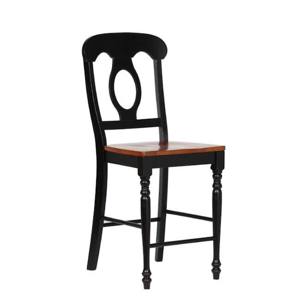 Sunset Trading Sunset Trading DLU-B50-BCH-2 Napoleon Chair in Antique Black with Cherry Finish Seats - Set of 2 - DLU-B50-BCH-2