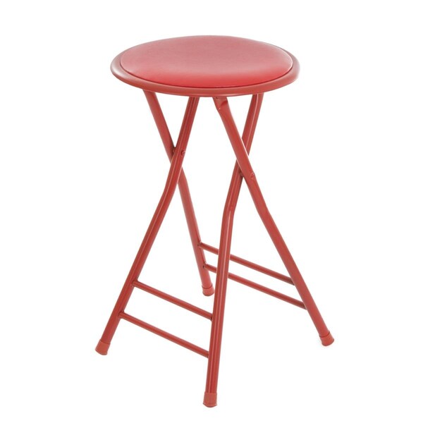 Trademark Global 24 x 14.5 in. Home Collection Cushioned Folding Stool - Red - 82-0827R