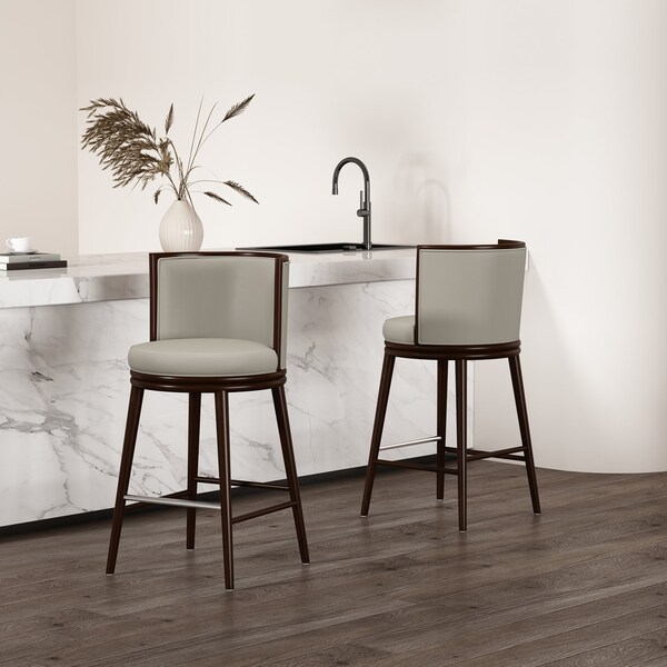 Manhattan Comfort Evalyn Barstool in Stone - Set of 2 - 2-BS024-ST