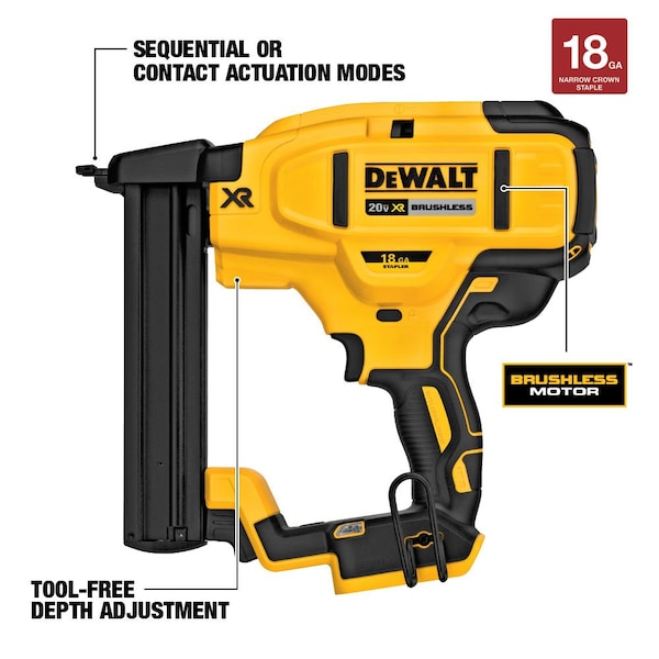 Dewalt 20V MAX* XR(R) 18 GA Cordless Narrow Crown Stapler (Tool Only) - DCN681B