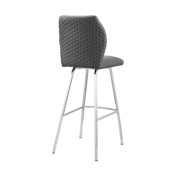 Armen Living Tandy Gray Faux Leather and Brushed Stainless Steel 30" Bar Stool - LCTNBABSGR30