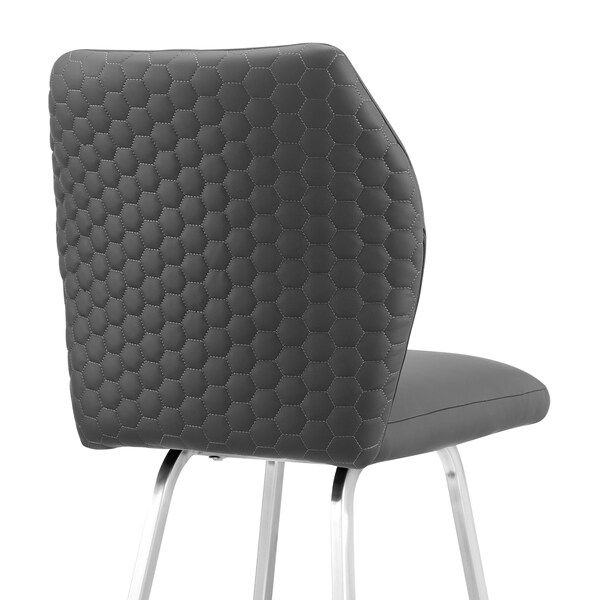 Armen Living Tandy Gray Faux Leather and Brushed Stainless Steel 30" Bar Stool - LCTNBABSGR30