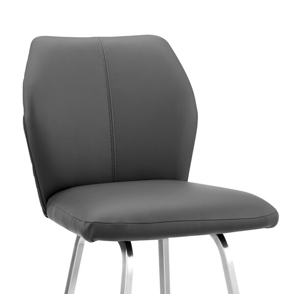 Armen Living Tandy Gray Faux Leather and Brushed Stainless Steel 30" Bar Stool - LCTNBABSGR30