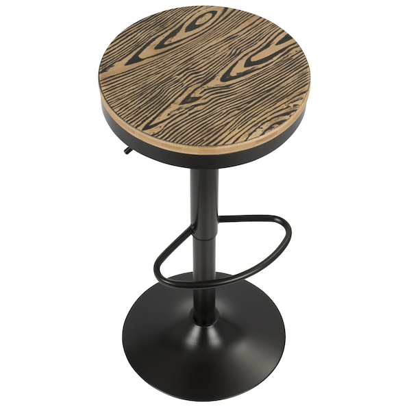 Lumisource Dakota Adjustable Swivel Barstool in Black Metal, Brown Bamboo, PK 2 - BS-TW-DAK BK2