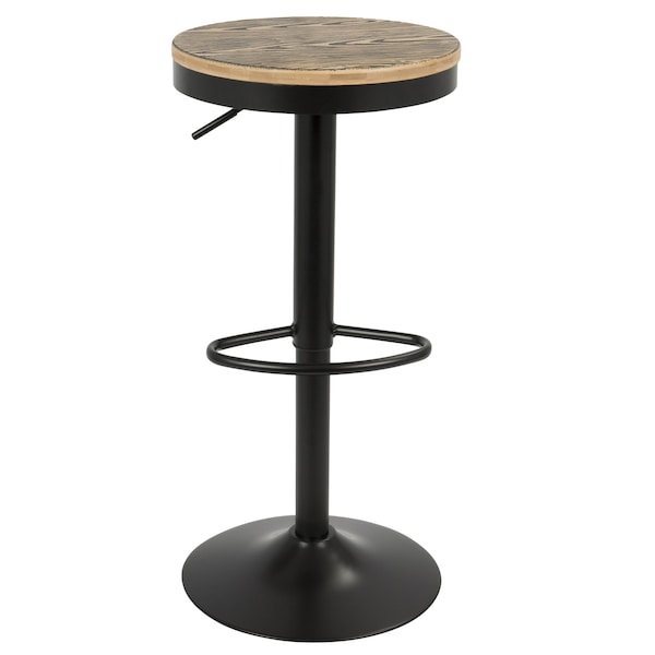 Lumisource Dakota Adjustable Swivel Barstool in Black Metal, Brown Bamboo, PK 2 - BS-TW-DAK BK2