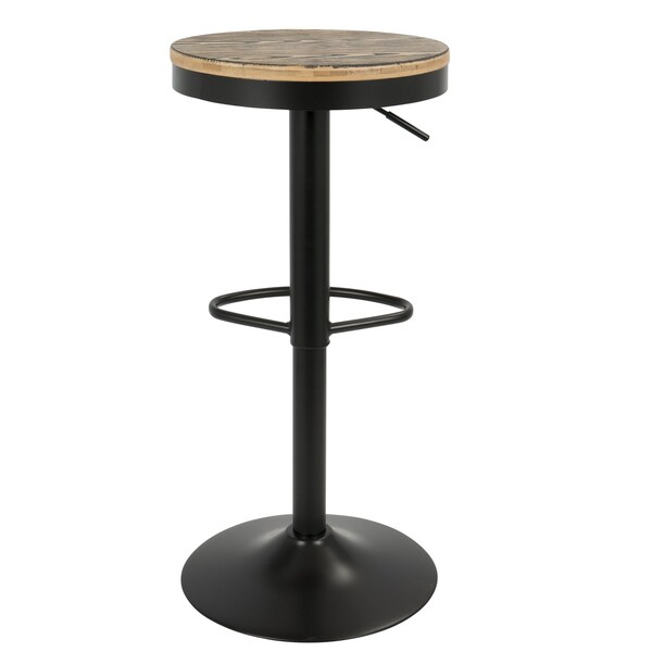 Lumisource Dakota Adjustable Swivel Barstool in Black Metal, Brown Bamboo, PK 2 - BS-TW-DAK BK2